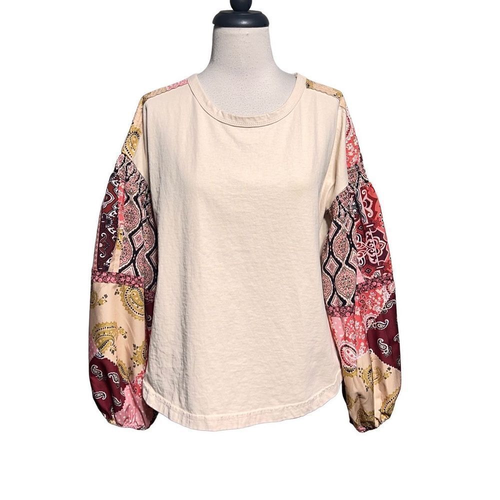 Habit Oversize Puff Sleeve Sweatshirt Top Size Medium